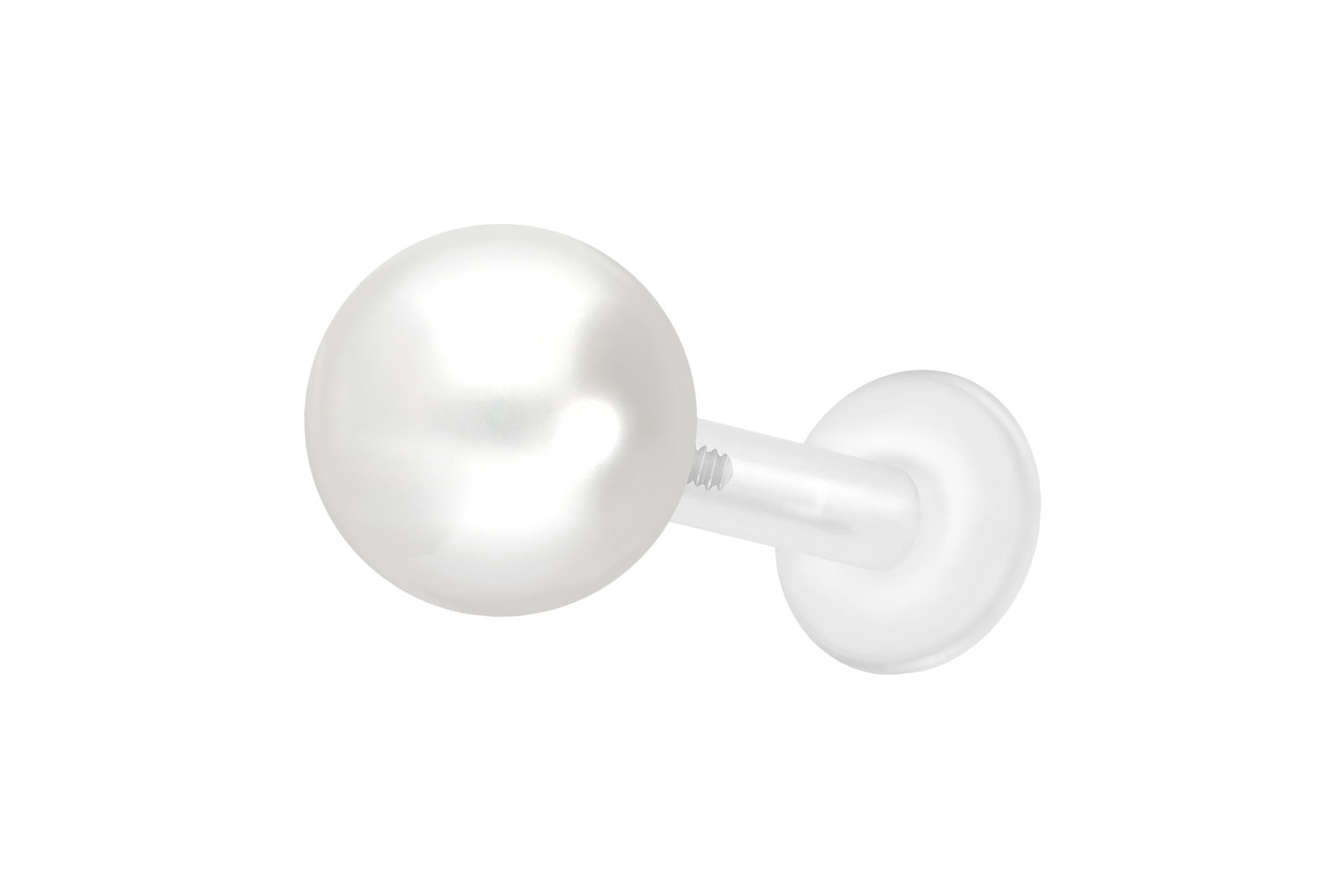 PTFE Labret Piercing mit Innengewinde + Titan-Aufsatz SYNTHETISCHE PERLE